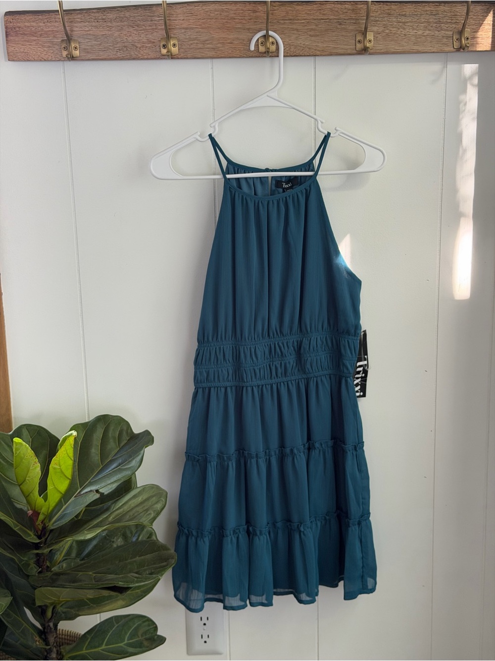 Teal Tiered Halter Dress